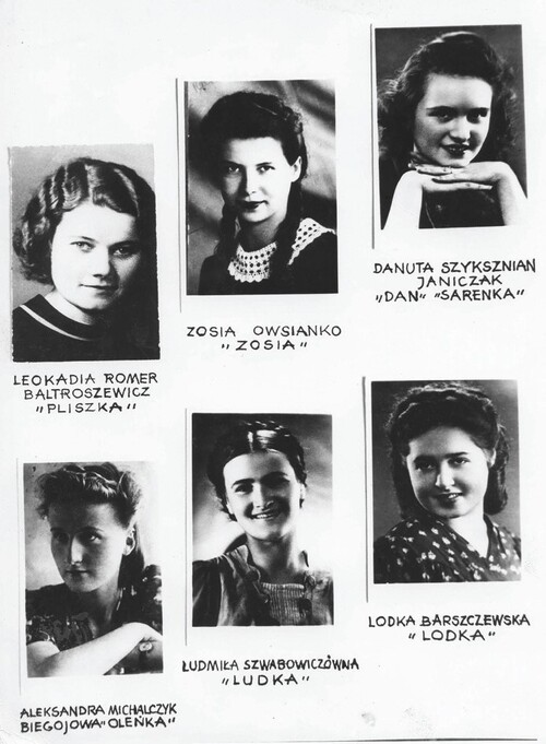 Karta portretowa ze zdjęciami sześciu młodych kobiet