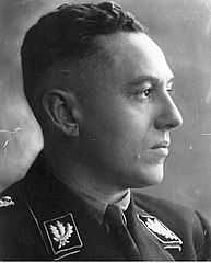 Zdjęcie prawego profilu mężczyzny w niemieckim mundurze