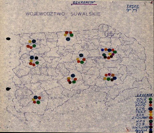 Szkic mapy przedstawiającej obszar północno-wschodniej Polski.