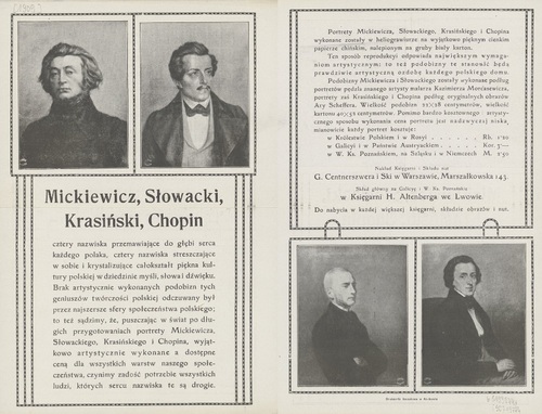 Druk "Mickiewicz, Słowacki, Krasiński, Chopin" z 1909 r. Ze zbiorów Biblioteki Narodowej