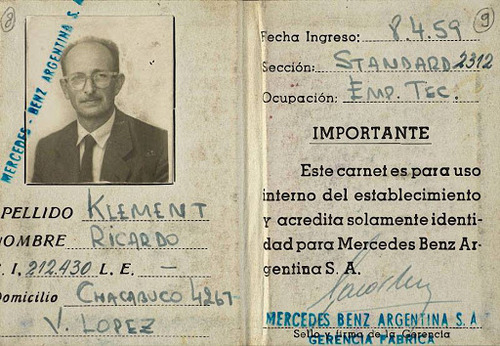 Fałszywe argentyńskie dokumenty Adolfa Eichmanna (domena publiczna)