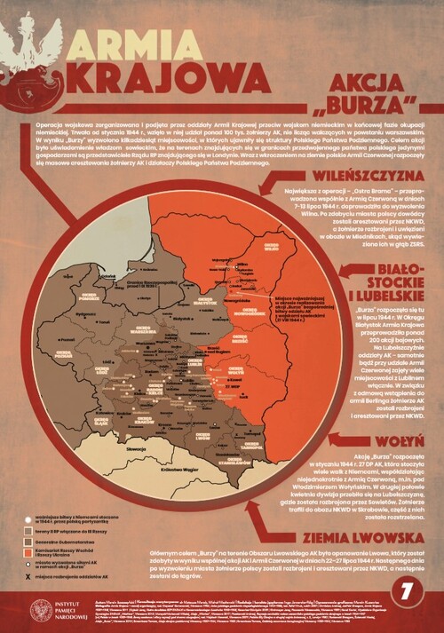 Infografika z serii infografik pt. „Armia Krajowa”, dotycząca Akcji „Burza”. Autorzy: pracownicy Biura Edukacji Narodowej Oddziału IPN w Warszawie