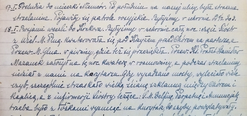 Kronika Zgromadzenie Sióstr Felicjanek (Prowincja Krakowska). Zapis dotyczący 17 i 18 stycznia 1945 r.