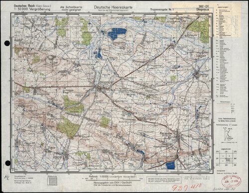 Mapa okolic Stopnicy, skala 1-50 000, Wojskowy Instytut Geograficzny, Warszawa 1944