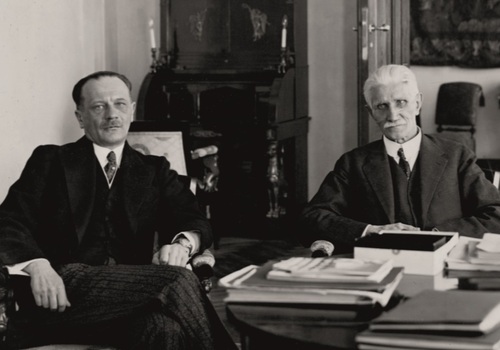 Ignacy Daszyński z premierem Kazimierzem Świtalskim, który wizytował marszałka czwartego dnia po objęciu stanowiska, kwiecień 1929 r. Fot. NAC