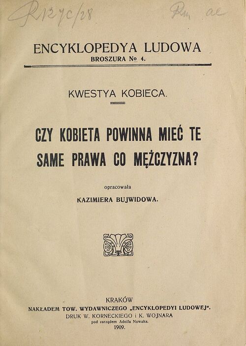 Broszura dotycząca równouprawnienia kobiet, 1909 r.