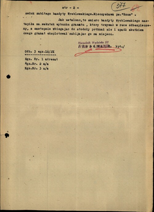 ...zgładzeniu Mieczysława Wróblewskiego „Szuma”, Lublin, 27 maja 1952. Z zasobu IPN