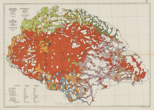 Oparta na spisie z 1910 r. etnograficzna mapa Węgier autorstwa profesora geografii Pála Telekiego, Budapeszt 1920. Prawdopodobnie jedna z map przygotowanych przez władze węgierskie na konferencję w Trianon w 1920 r. w celach negocjacyjnych. Ze zbiorów BN - polona.pl