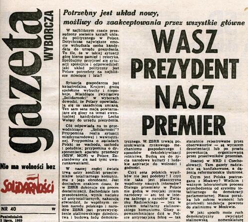 Artykuł autorstwa wieloletniego redaktora naczelnego &quot;Gazety Wyborczej&quot; zdaniem wielu politologów i historyków otworzył drogę do prezydentury Jarzuelskiego