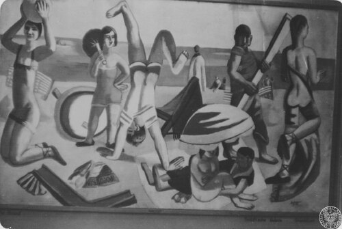 Obraz Maxa Beckmanna „Der Strand (Am Lido)” [Plaża (Na Lido)] na wystawie „sztuki zdegenerowanej” w Monachium. Obecne miejsce przechowywania nieznane. Fot. Julien Bryan, AIPN/USHMM
