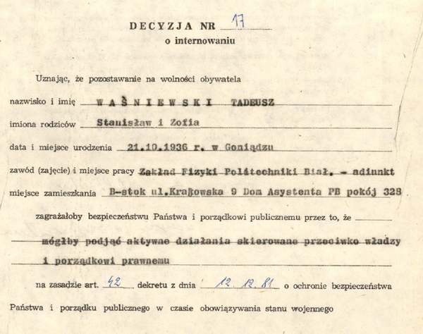 Tadeusz Waśniewski – buntownik z wyboru