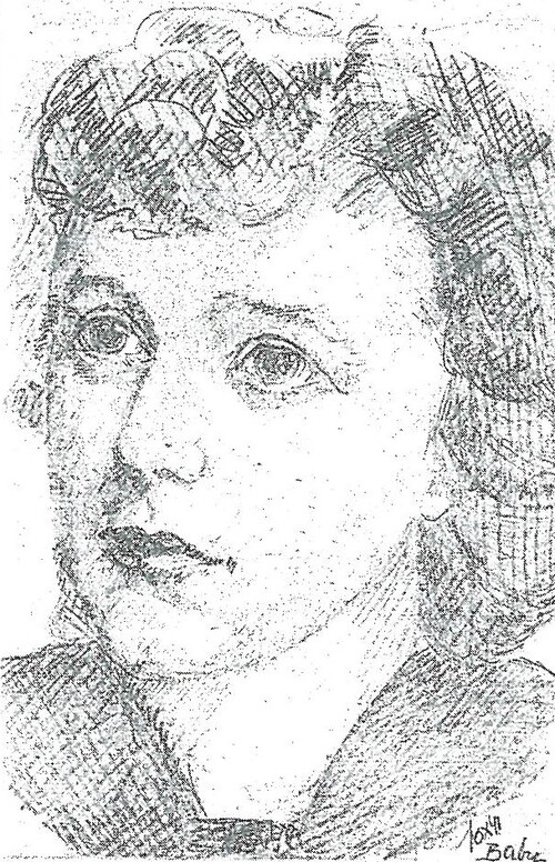 Portret Teodory Bobowskiej, narysowany przez jej siostrę Irenę, zdj. pochodzi z książki S. Tokarskiej-Kaszubowej, Nenia