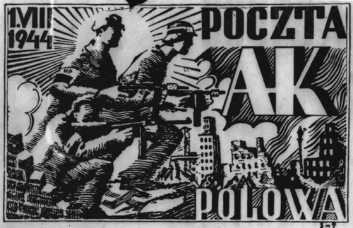 Powstanie Warszawskie - znaczek Poczty Polowej Armii Krajowej. Z zasobu IPN