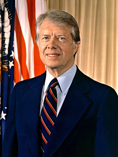 Prezydent USA Jimmy Carter na fotografii z 1977 r. (domena publiczna)