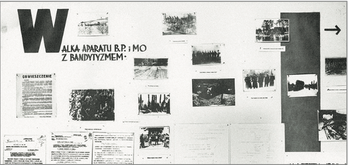 Wystawa o zwalczaniu antykomunistycznego podziemia (przygotowana przez resort spraw wewnętrznych PRL w 1969 r.) &quot;Walki aparatu BP i MO z bandytyzmem&quot;. (fot. IPN)