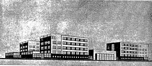 Budynki Towarzystwa Szkół Żydowskich w Łodzi przy al. Karola Anstadta 7 – ilustracja zamieszczona w „Głosie Gminy Żydowskiej” (1938)