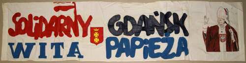 Transparent NSZZ „Solidarność” wykonany na przyjazd papieża Jana Pawła II do Gdańska w 1987 r.