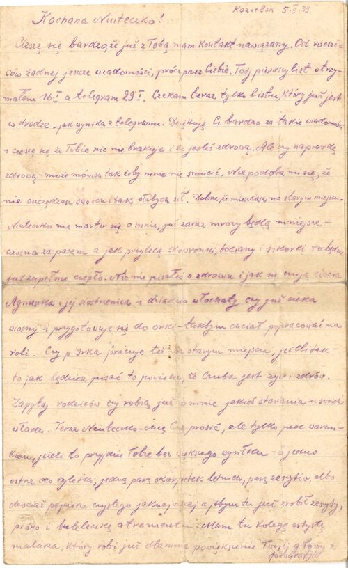 List napisany przez por. Józefa Burzyńskiego w obozie w Kozielsku w dniu 5 lutego 1940 r.