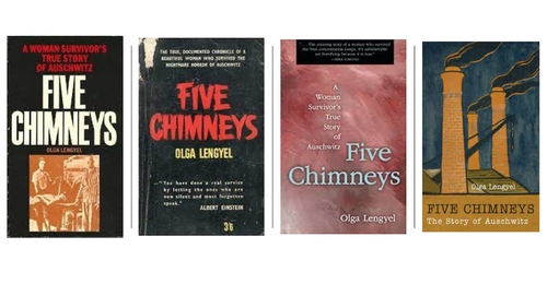 Okładki książek, na każdej z nich widoczny tytuł &quot;Five Chimneys&quot;