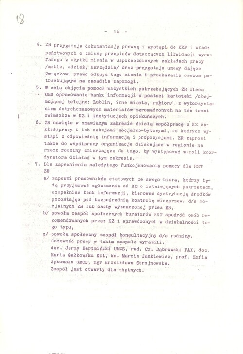 Druga strona uchwały Zarządu Regionu Środkowo-Wschodniego NSZZ „Solidarność” w sprawie polityki rodzinnej z 29 maja 1981 r. Fotokopia dokumentu drukowanego.