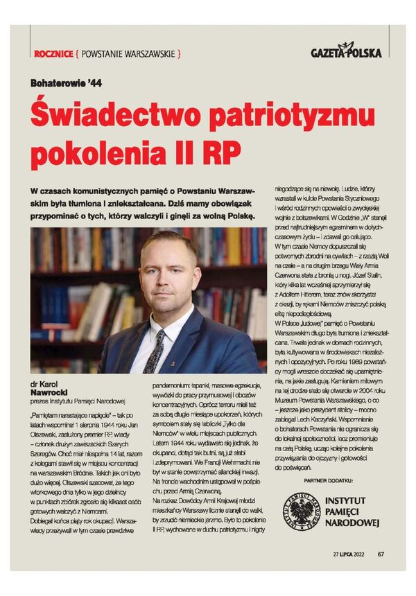 Dodatek prasowy w 78. rocznicę Powstania Warszawskiego