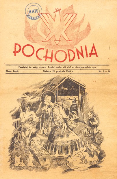 Strona tytułowa numeru czasopisma ,,Pochodnia” z 21 grudnia 1940 roku.
