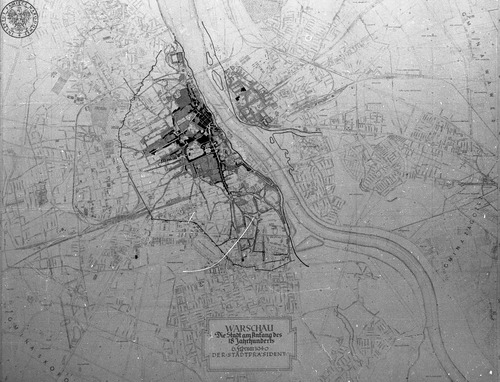 Plan miasta Warszawy z zabudową na początku XVIII wieku, materiały do tzw. Planu Pabsta