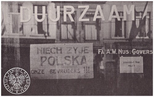 Witryny sklepów w Bredzie wypełnione były podziękowaniami i serdecznymi hasłami, napisanymi w j. polskim, skierowanymi do żołnierzy 1. Dywizji Pancernej