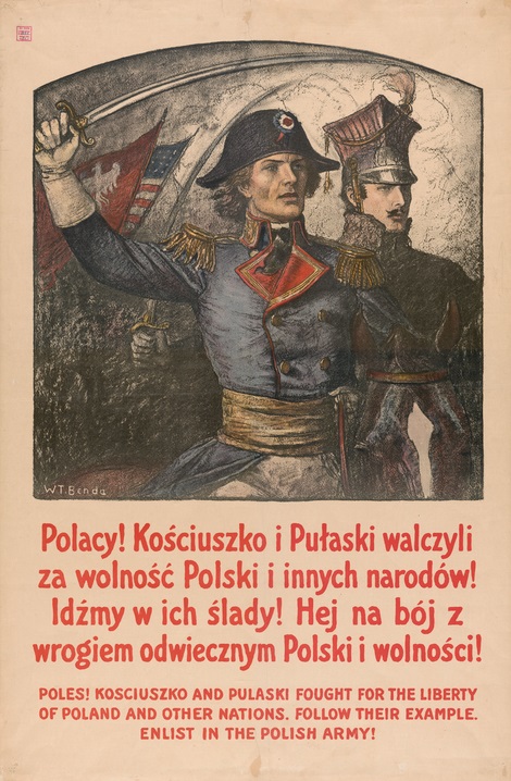 Plakat werbunkowy do Armii Polskiej (autorstwa Władysława Bendy) ze zbiorów Muzeum Niepodległości w Warszawie