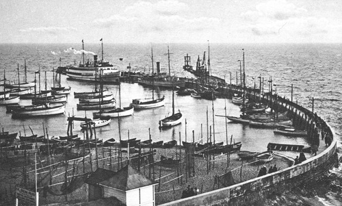 Port rybacki i przystań w Helu w okresie międzywojennym - widok z wieży kościoła św. Piotra i Pawła. Fot. ze zbiorów NAC
