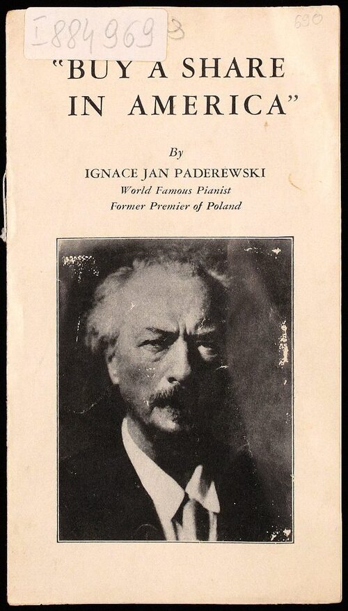 Amerykańska broszura zawierająca jedno z ostatnich wystąpień Ignacego Jana Paderewskiego, 1941 r., ze zbiorów Biblioteki Narodowej