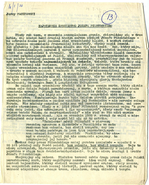 Jerzy Paczkowski, Największe zwycięstwo Józefa Piłsudskiego, 19 marca 1942 r., Instytut Józefa Piłsudskiego w Londynie