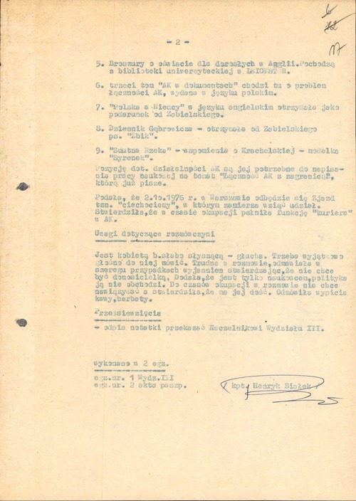 Notatka służbowa z 17 września 1976 r. dotycząca Elżbiety Zawackiej