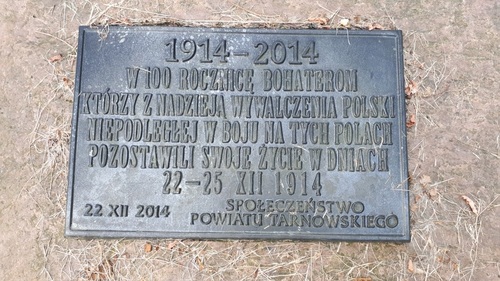 Tabliczka pamiątkowa upamiętniająca 100-lecie bitwy pod Łowczówkiem. Fot. Jacek Magdoń