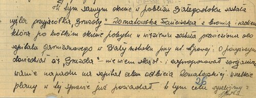 Fragment zeznań Stanisława Marchewki „Ryby” dotyczący uwolnienia „Iskry”. Fotokopia dokumentu sporządzonego odręcznie na kartce papieru zeszytowego.