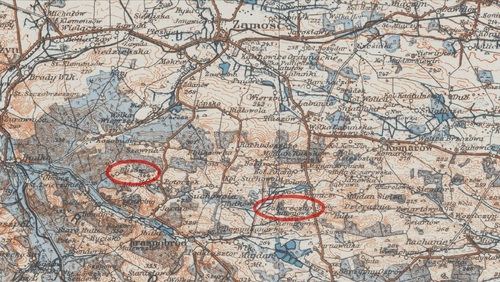 Położenie Zaboreczna i Bliżowa, którego częścią jest osada Wojda. Miejscowości na południe od Zamościa przedstawione na mapie Wojskowego Instytutu Geograficznego, Londyn 1942, ze zbiorów Biblioteki Narodowej