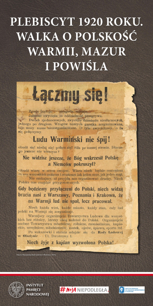 Plansza z przygotowanej przez IPN wystawy "Plebiscyt 1920 roku. Walka o Polskość Warmii, Mazur i Powiśla"