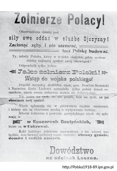 Odezwa wzywająca do obrony Wielkopolski przed Niemcami