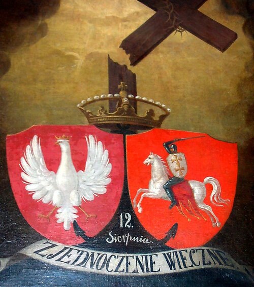 Painting from the time of patriotic demonstrations of 1861, commemorating the Polish-Lithuanian union in Krewo in 1385, from the collections of the Przypkowscy Museum in Jędrzejów