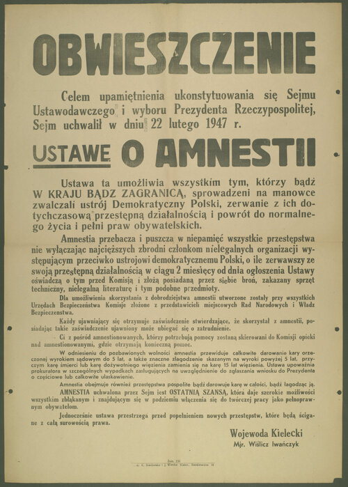 Obwieszczenie o amnestii, 1947