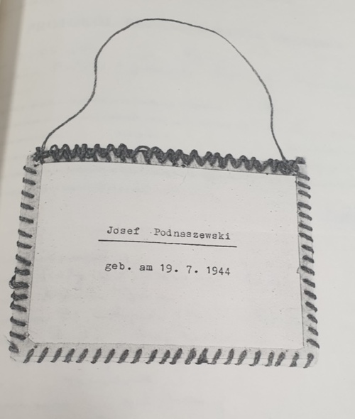 Tabliczka identyfikacyjna Józefa Podnaszewskiego