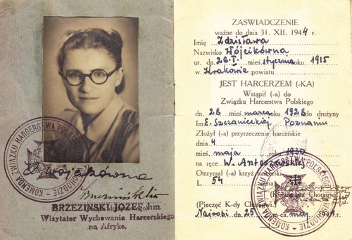 Legitymacja służbowa hm. Zdzisławy Wójcik wystawiona 25 maja 1944 r. w Nairobi przez Komendę ZHP na Wschodzie. Fot. ze zbiorów Bożenny Wójcik