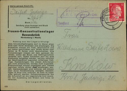 Koperta z listu Jadwigi Seifert do matki Wilhelminy