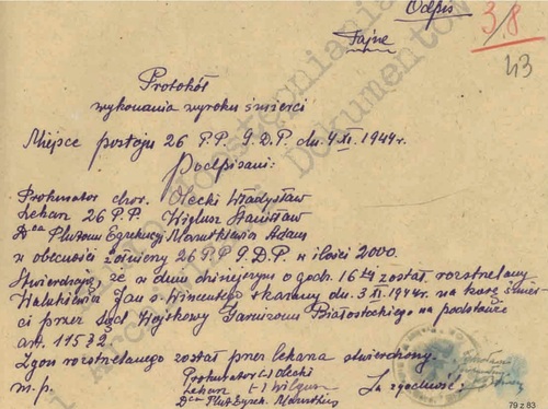 Protokół wykonania kary śmierci Jana Walukiewicza
