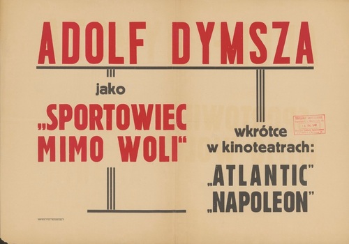 Afisz z 1940 r. promujący film „Sportowiec mimo woli”, ze zbiorów Biblioteki Narodowej