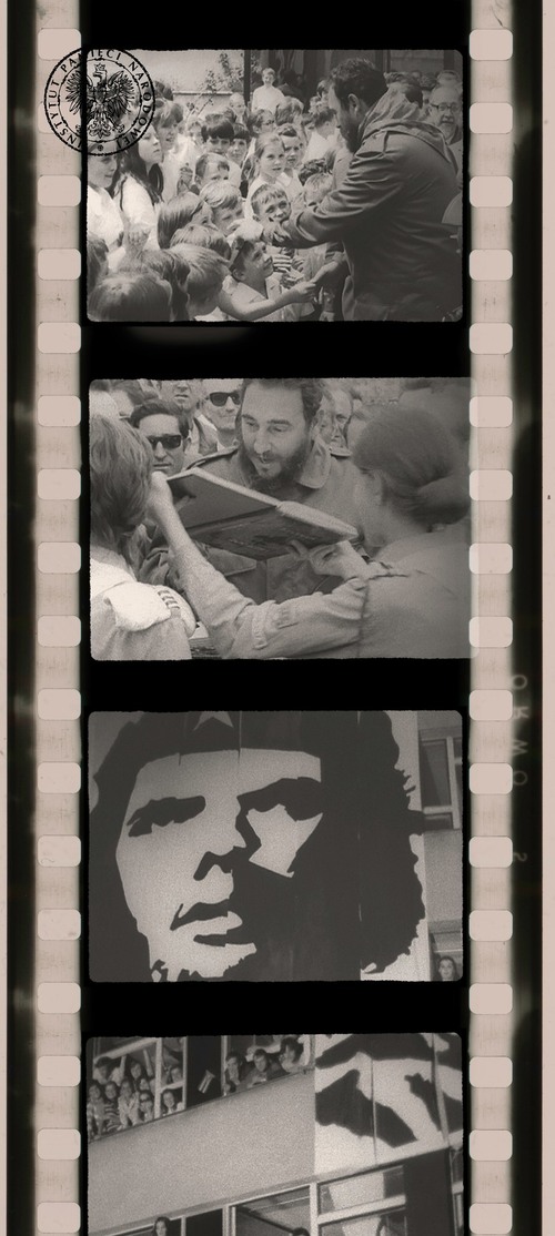 Stopklatki z materiału filmowego zrealizowanego podczas oficjalnej wizyty Fidela Castro w Polsce, 9-10 czerwca 1972 r. Fot. z zasobu AIPN