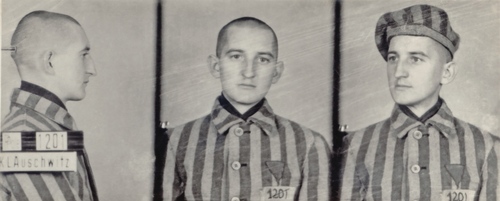 Franciszek Blachnicki – więzień KL Auschwitz. Zdjęcie sygnalityczne w pasiaku