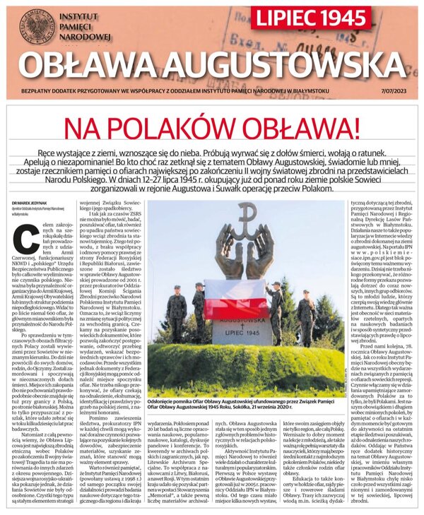 Dzień Pamięci Ofiar Obławy Augustowskiej. Dodatek Oddziału IPN w Białymstoku do „Kuriera Porannego” i „Gazety Współczesnej”