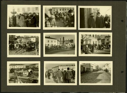 Karta pierwszego z albumów Augusta Gauera ze zdjęciami scen ulicznych w Tomaszowie Mazowieckim, jesień 1939 r. lub wiosna 1940 r. Z zasobu Archiwum IPN