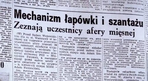 Artykuł w prasie poświęcony aferze mięsnej